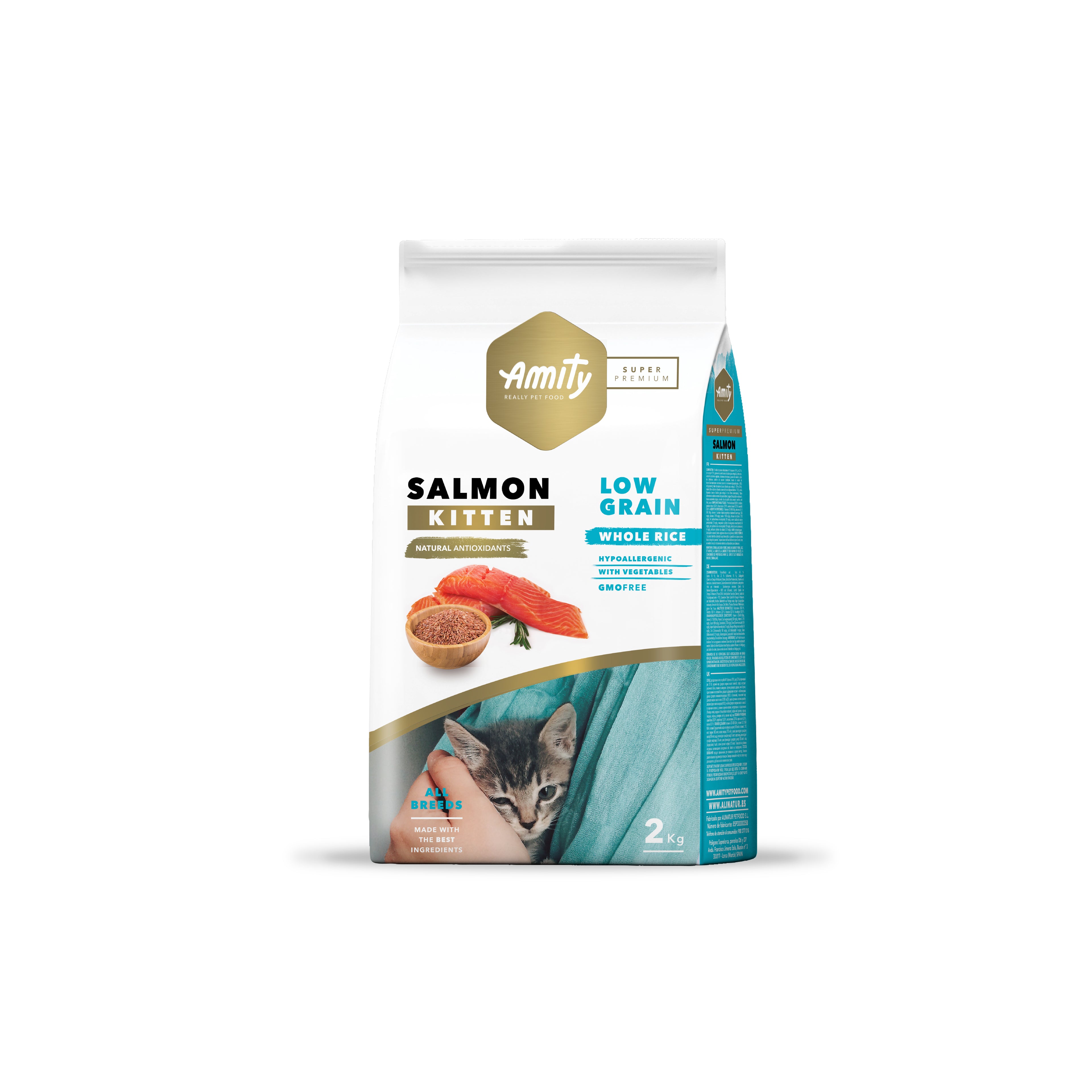 Alimento para Gatito Amity 2 Kg - Sabor Salmón Super Premium Low Grain