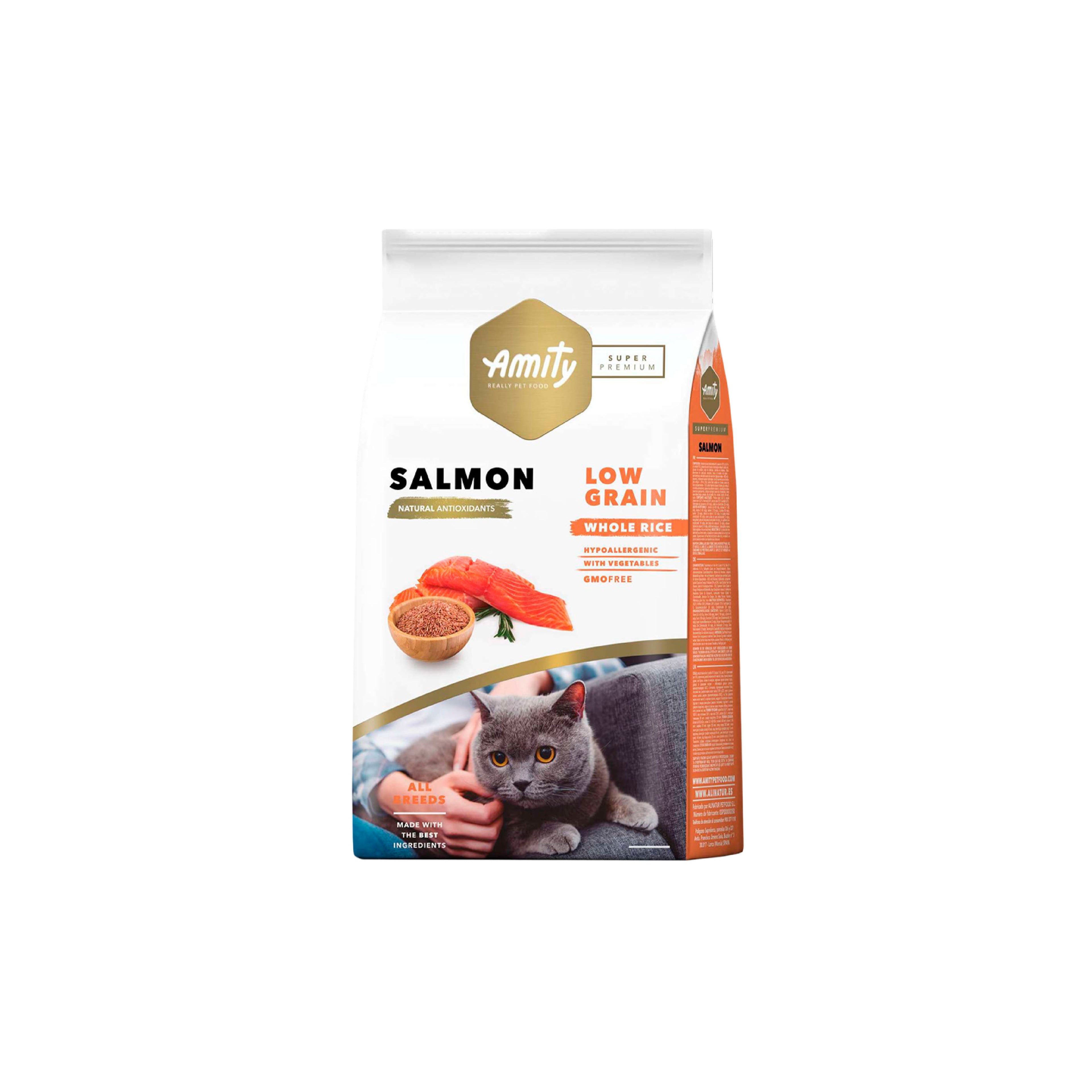 Alimento para Gato Adultos Amity 2 Kg - Sabor Salmón Super Premium Low Grain