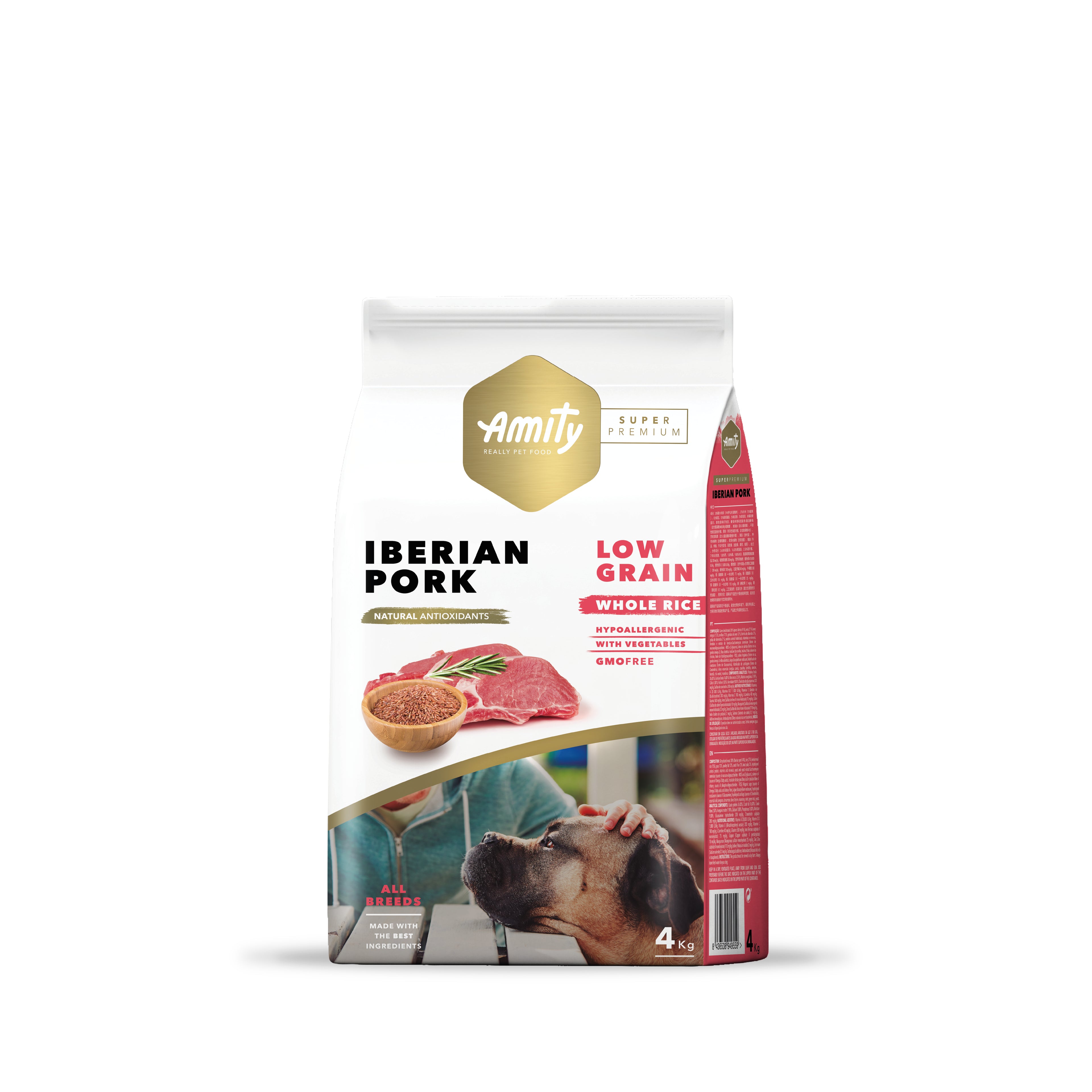 Alimento para Perro Adulto Amity 4 Kg - Sabor Cerdo Ibérico Super Premium Low Grain