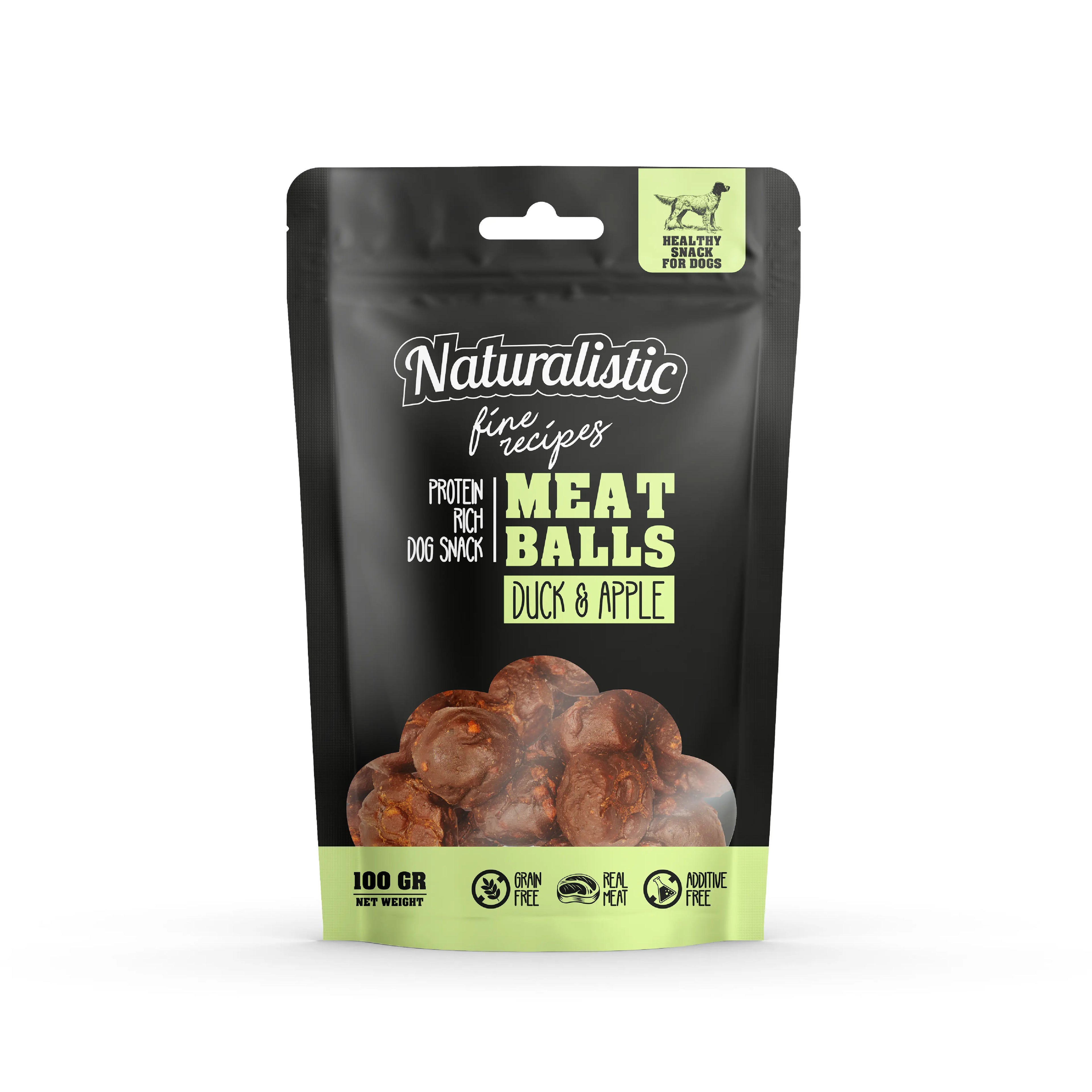 Snack para Perro Meat Balls Naturalistic Sabor Pato y Manzana 100 gr