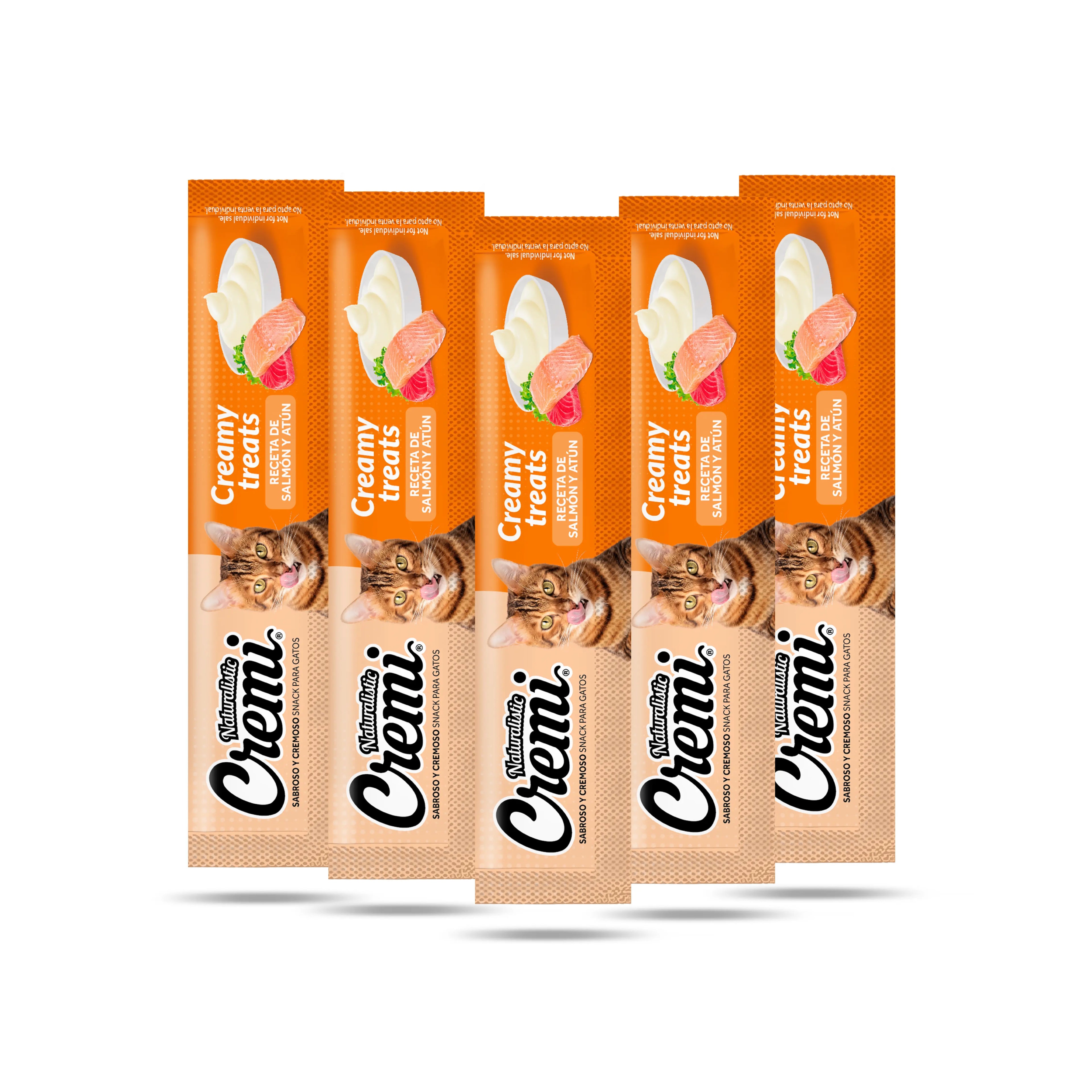 Snack Cremoso para Gato Cremi Salmón y Tuna Pollo 5 Un.