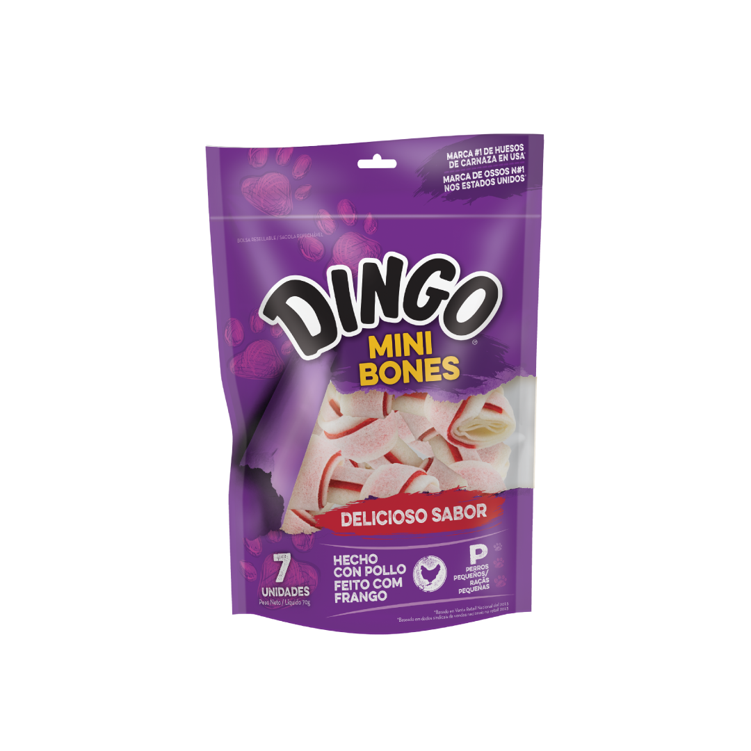 Snack para Perro Dingo Mini Huesos 70 grs