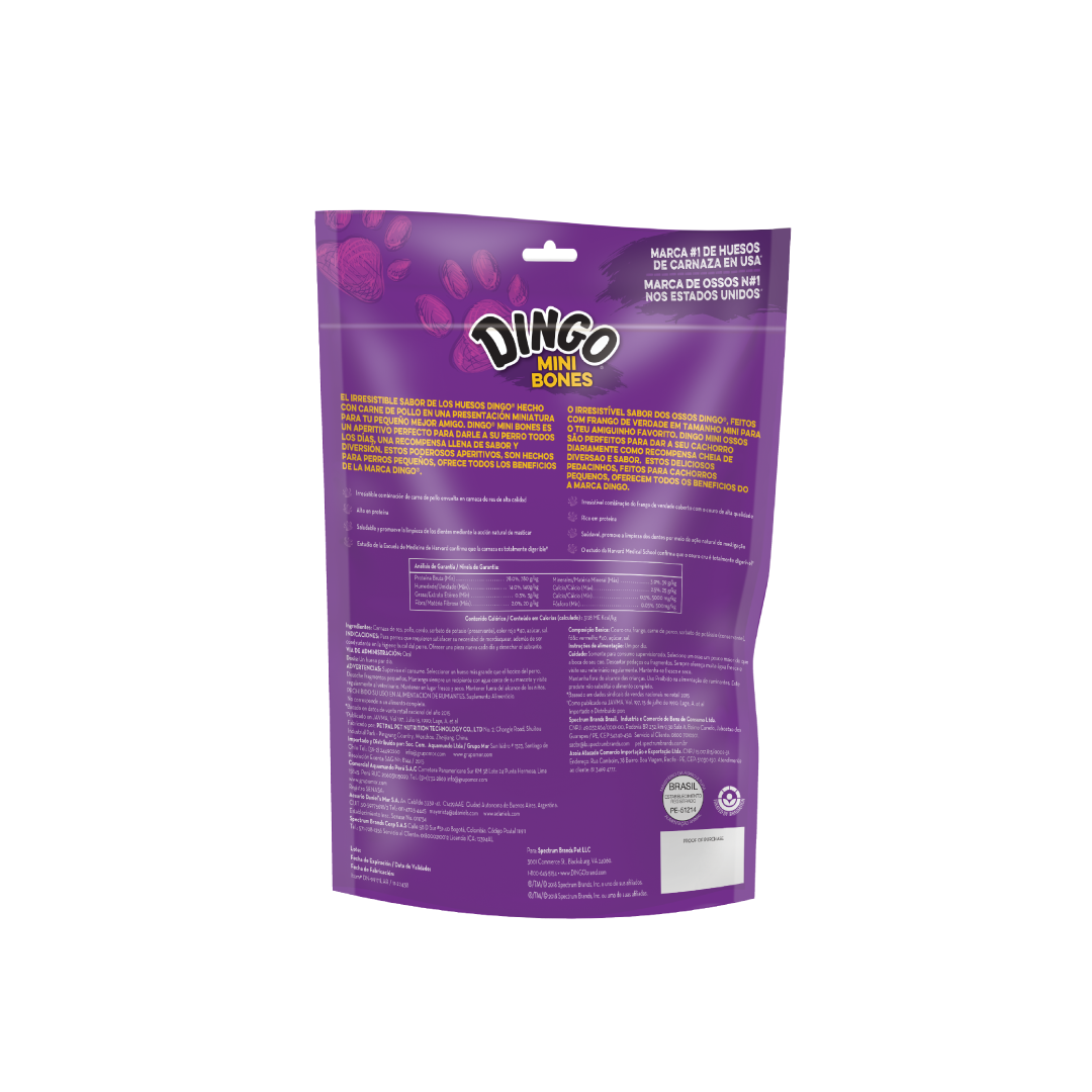 Snack para Perro Dingo Mini Huesos 70 grs