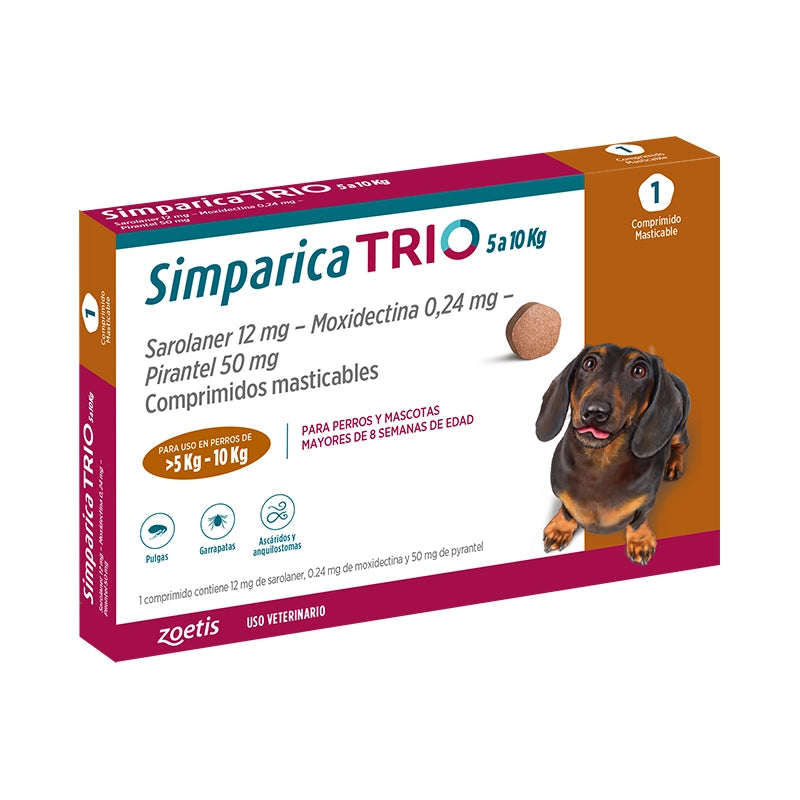 Antiparasitario 5.1- 10 kg Simparica Trio  1 Comprimido.